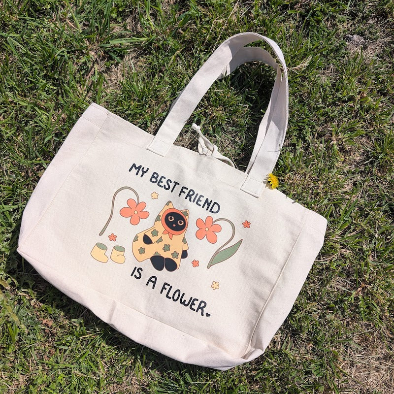 My Best Friend is a Flower - large canvas bag
