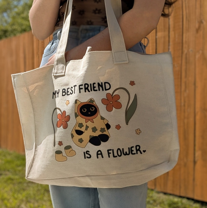 My Best Friend is a Flower - large canvas bag